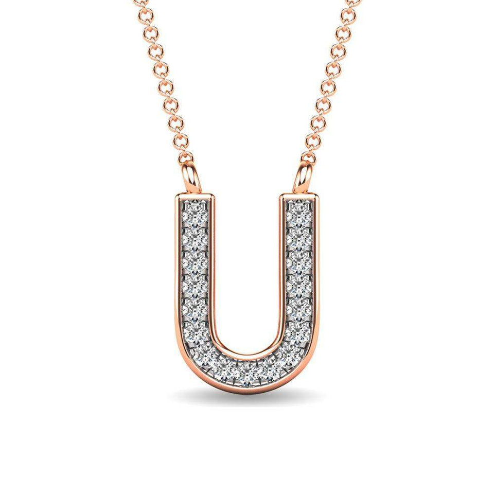 Diamond 1/20 Ct.Tw. Letter U Pendant in 10K Rose Gold - Larson Jewelers