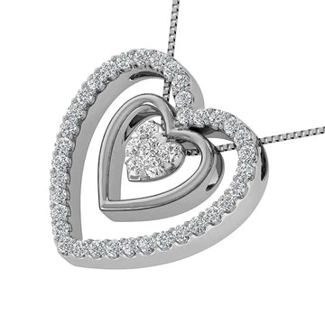 10K White Gold 1/2 Ct.Tw. Diamond Double Heart Pendant - Larson Jewelers