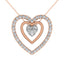 10K Rose Gold 1/2 Ct.Tw. Diamond Double Heart Pendant - Larson Jewelers