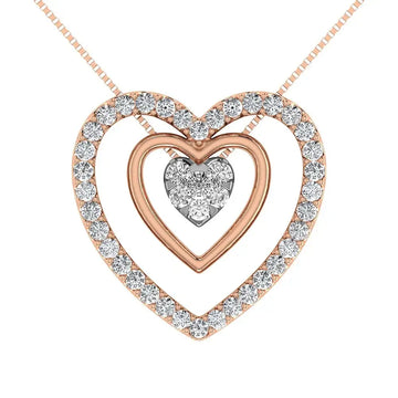 10K Rose Gold 1/2 Ct.Tw. Diamond Double Heart Pendant - Larson Jewelers