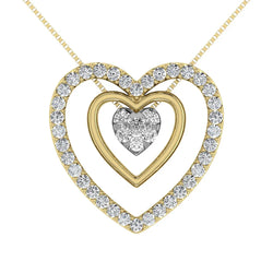 10K Yellow Gold 1/2 Ct.Tw. Diamond Double Heart Pendant - Larson Jewelers