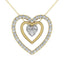 10K Yellow Gold 1/2 Ct.Tw. Diamond Double Heart Pendant - Larson Jewelers