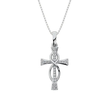 10K White Gold 1/10 Ct.Tw. Diamond Cross Pendant - Larson Jewelers