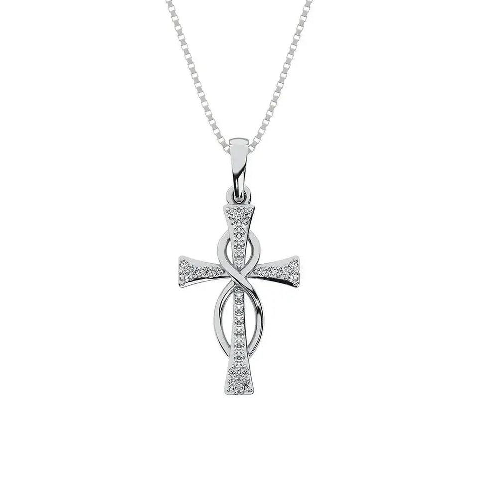 10K White Gold 1/10 Ct.Tw. Diamond Cross Pendant - Larson Jewelers