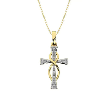 10K Yellow Gold 1/10 Ct.Tw. Diamond Cross Pendant - Larson Jewelers