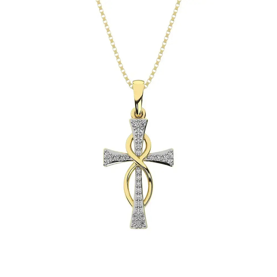 10K Yellow Gold 1/10 Ct.Tw. Diamond Cross Pendant - Larson Jewelers
