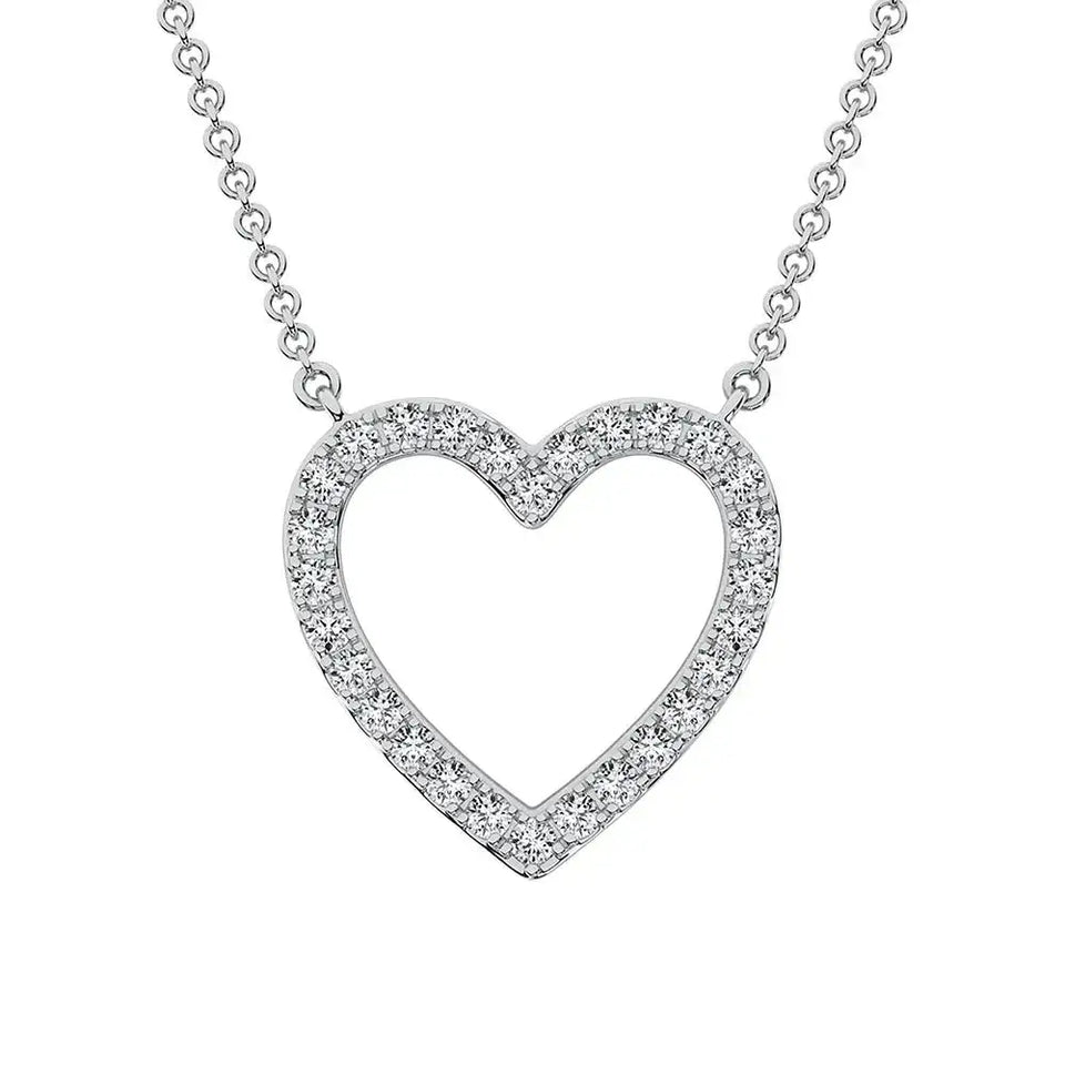 10K White Gold 1/2 Ct.Tw. Diamond Heart Necklace - Larson Jewelers