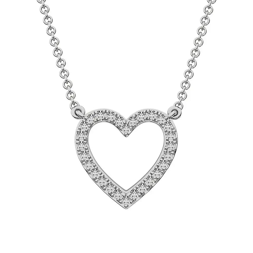 10K White Gold 1/4 Ct.Tw. Diamond Heart Necklace - Larson Jewelers