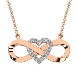 10K Rose Gold 1/20 Ct.Tw. Diamond Infinity Pendant With Heart - Larson Jewelers
