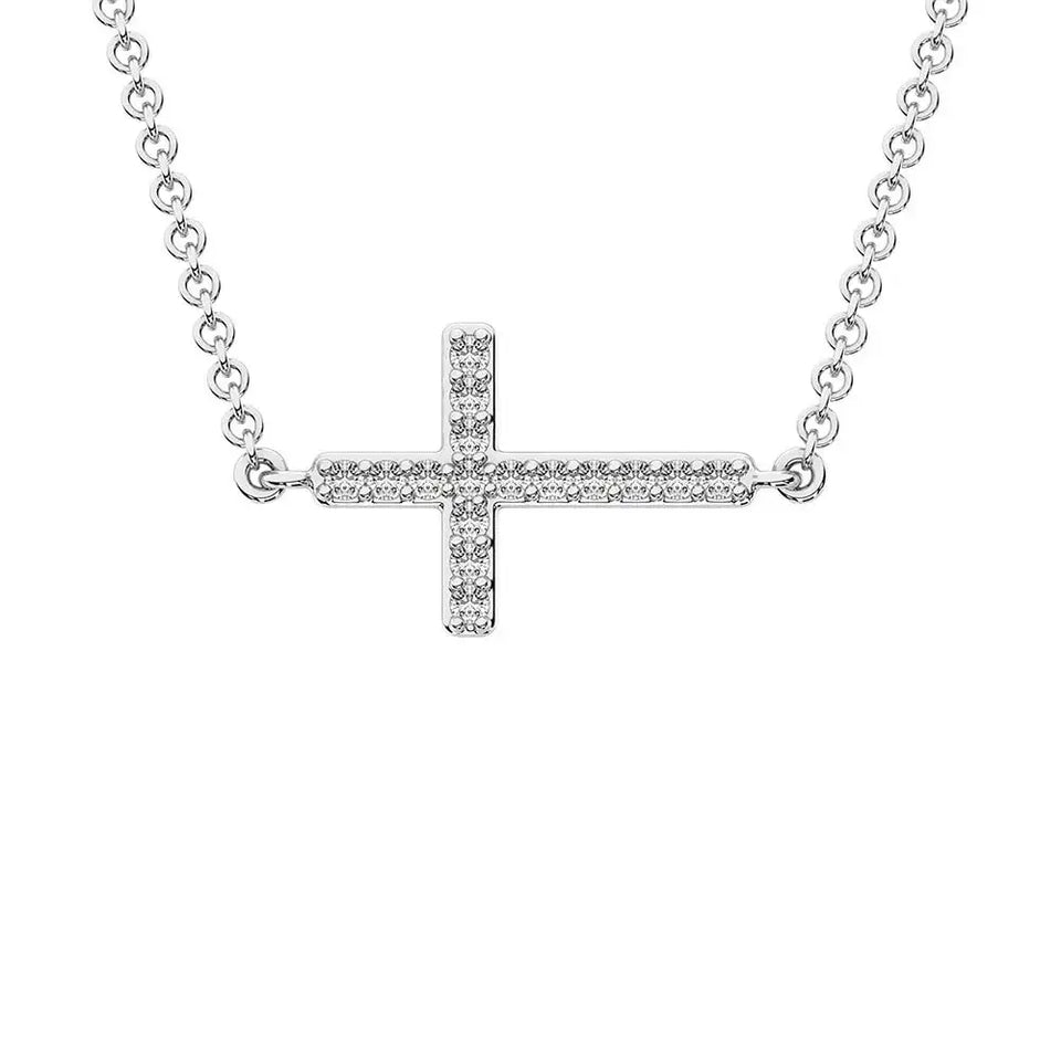10K White Gold 1/10 Ct.Tw. Diamond Cross Pendant - Larson Jewelers
