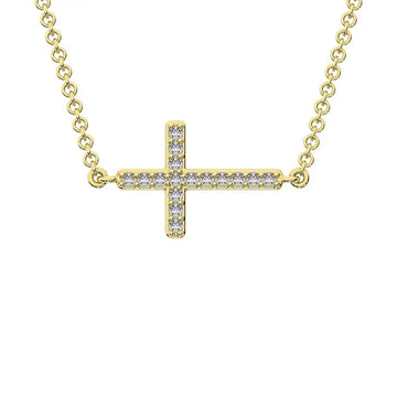10K Yellow Gold 1/10 Ct.Tw. Diamond Cross Pendant - Larson Jewelers
