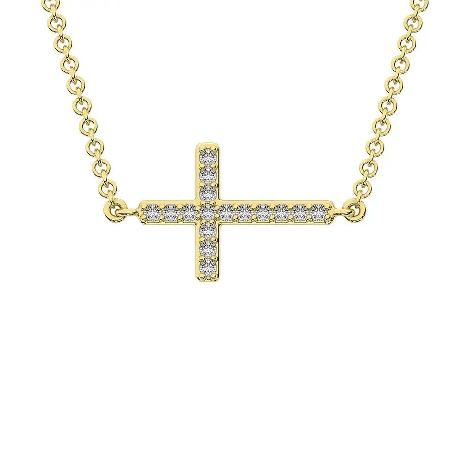 10K Yellow Gold 1/10 Ct.Tw. Diamond Cross Pendant - Larson Jewelers