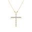 10K Yellow Gold 1/4 Ct.Tw. Diamond Round and Baguette Cross Necklace