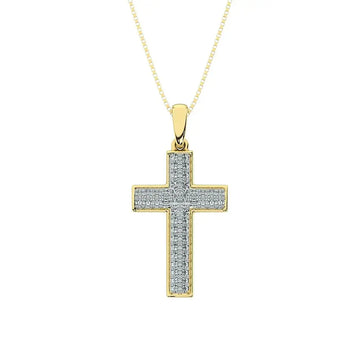 10K Yellow Gold 1/4 Ct.Tw. Diamond Pave Set Cross Pendant - Larson Jewelers