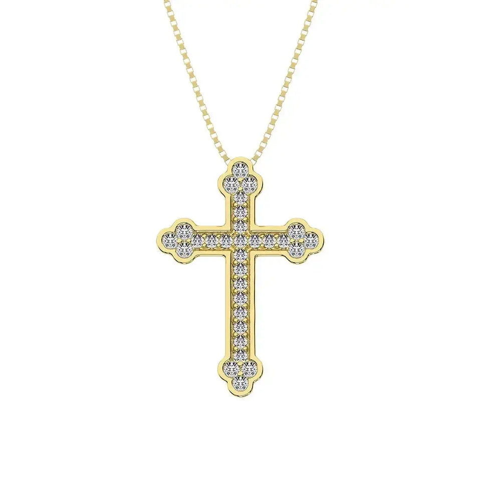 14K Yellow Gold 1/5 Ct.Tw. Diamond Cross Pendant - Larson Jewelers