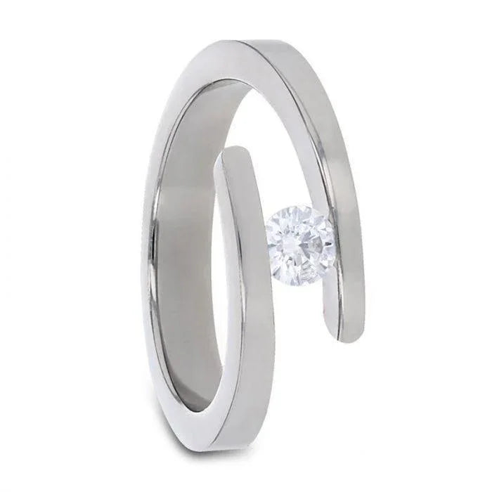 ANNA Tension Set Titanium Diamond Ring - Larson Jewelers