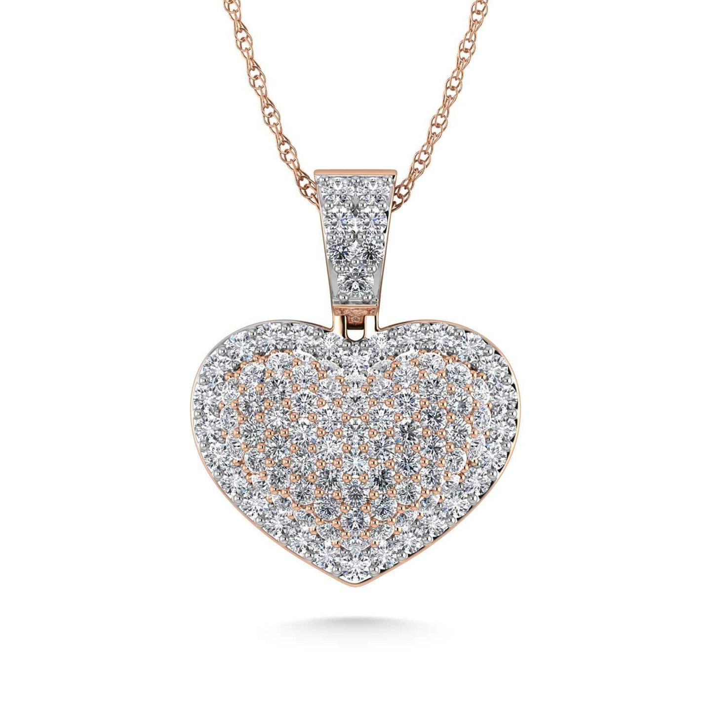 10K Rose Gold Diamond 2 1/2 Ct.Tw. Heart Pendant - Larson Jewelers