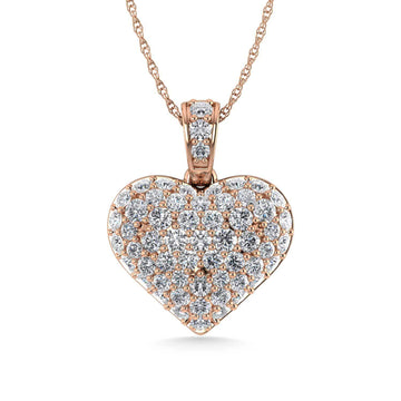 Diamond 3 Ct.Tw. Cluster Heart Pendant in 10K Rose Gold - Larson Jewelers