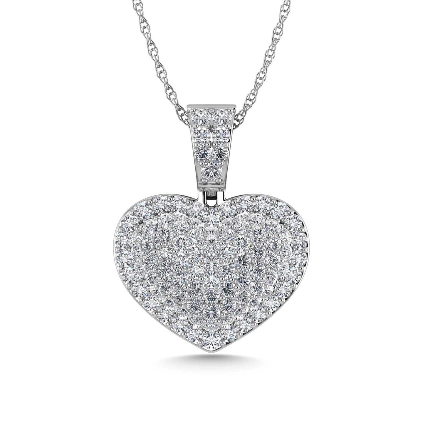 Diamond 2 Ct.Tw. Cluster Heart Pendant in 10K White Gold - Larson Jewelers