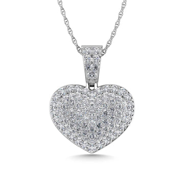 Diamond 2 Ct.Tw. Cluster Heart Pendant in 10K White Gold - Larson Jewelers