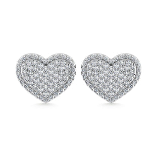 Diamond 1 Ct.Tw. Heart Earrings in 10K White Gold - Larson Jewelers