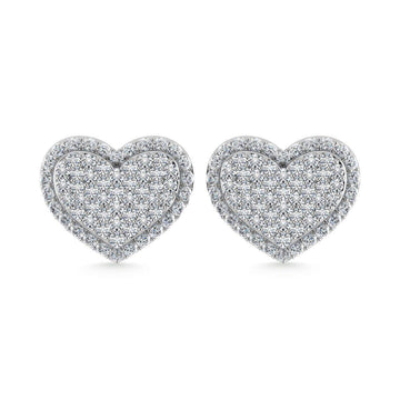 Diamond 1 Ct.Tw. Heart Earrings in 10K White Gold - Larson Jewelers