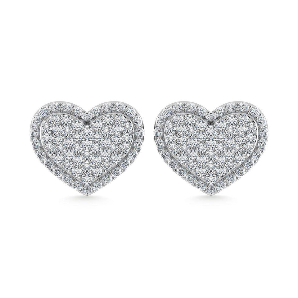 Diamond 1 Ct.Tw. Heart Earrings in 10K White Gold - Larson Jewelers