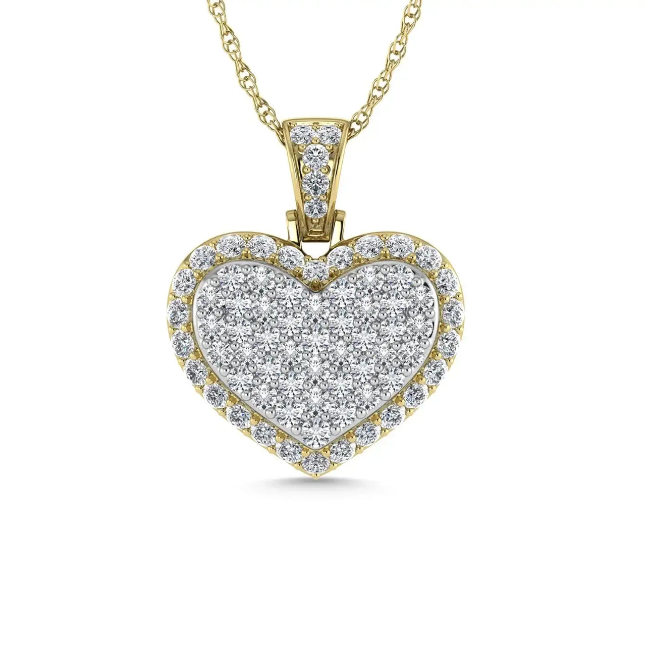 Diamond 3 Ct.Tw. Cluster Heart Pendant in 10K Yellow Gold - Larson Jewelers
