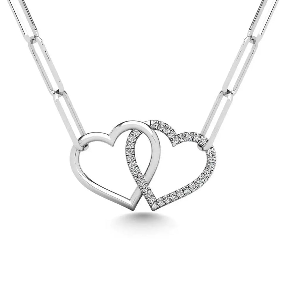 Diamond 1/20 Ct.Tw. Double Heart Pendant in Silver - Larson Jewelers