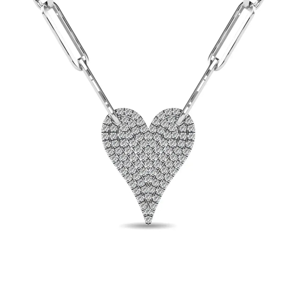 Diamond 1/4 Ct.Tw. Heart Pendant in 10K White Gold - Larson Jewelers