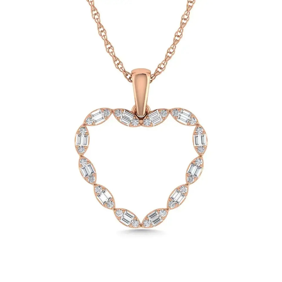 Diamond 1/3 Ct.Tw. Heart Pendant in 10K Rose Gold - Larson Jewelers