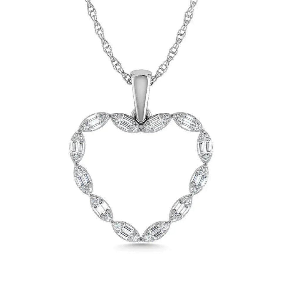 Diamond 1/3 Ct.Tw. Heart Pendant in 10K White Gold - Larson Jewelers