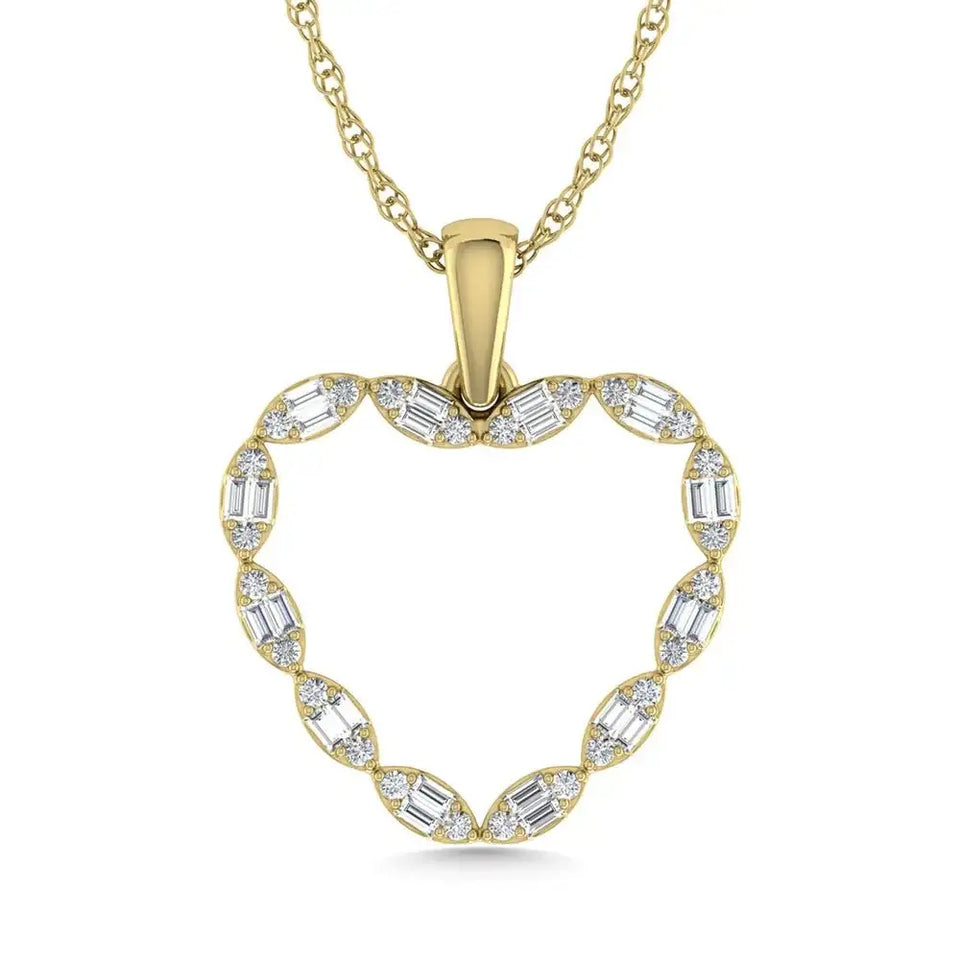 Diamond 1/3 Ct.Tw. Heart Pendant in 10K Yellow Gold - Larson Jewelers