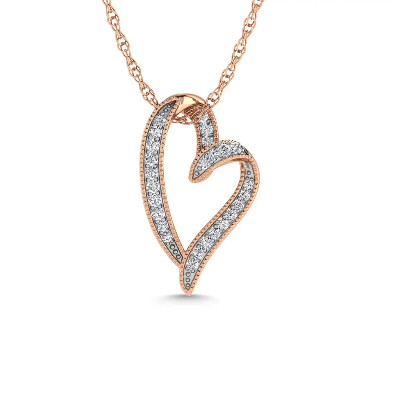 Diamond 1/6 Ct.Tw. Heart Pendant in 10K Rose Gold - Larson Jewelers