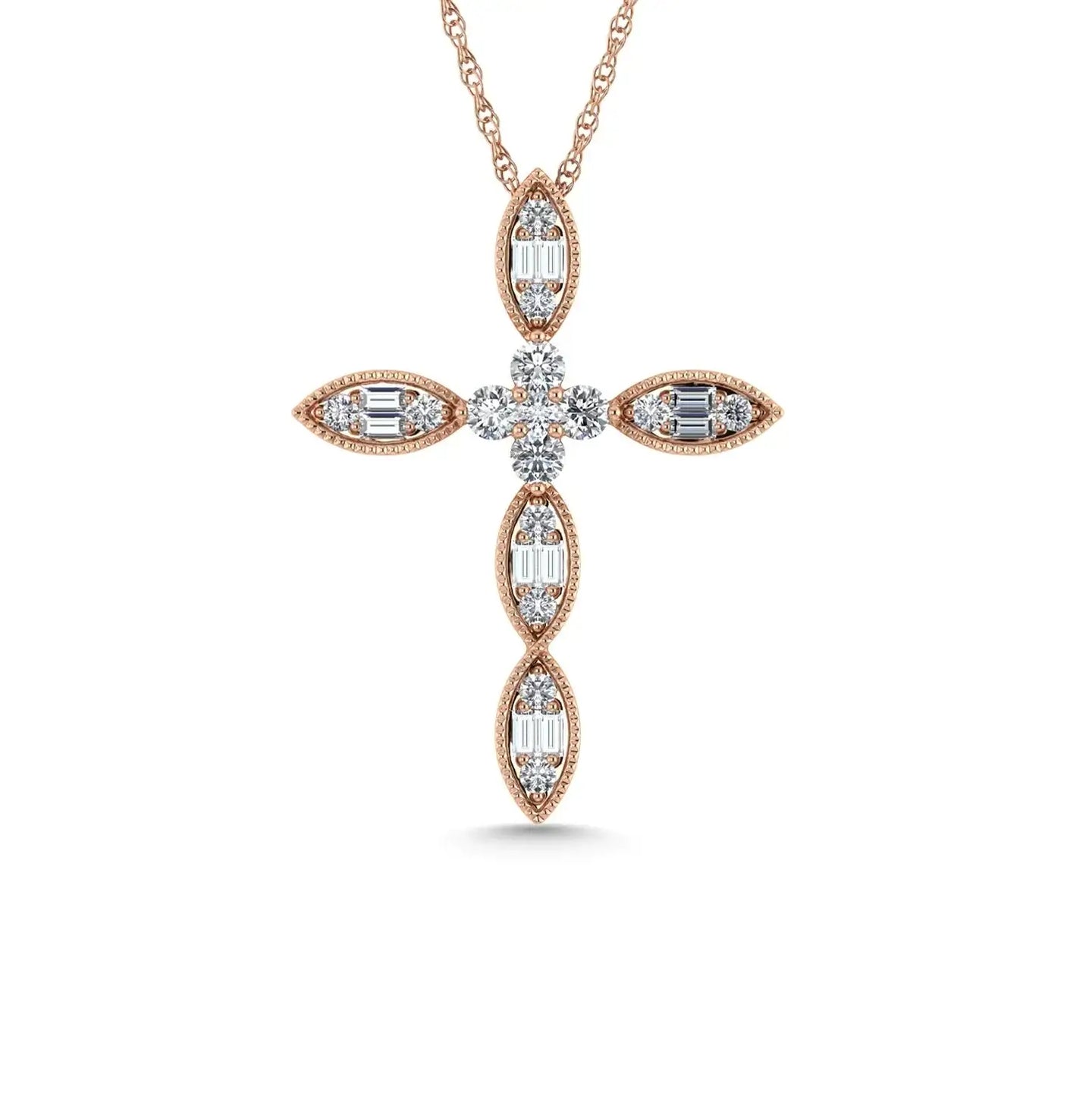 Diamond 3/8 Ct.Tw. Cross Pendant in 14K Rose Gold - Larson Jewelers