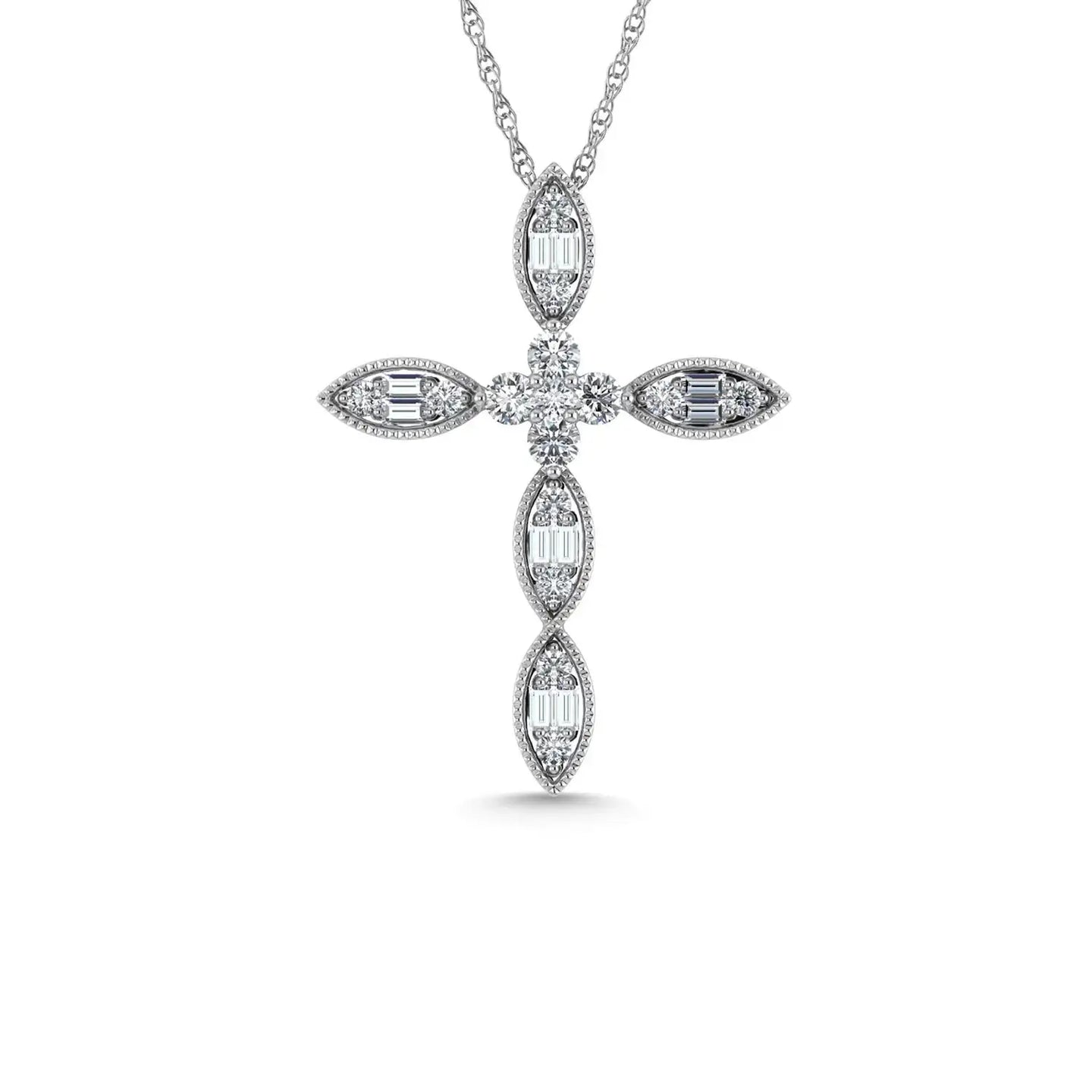 Diamond 3/8 Ct.Tw. Cross Pendant in 14K White Gold - Larson Jewelers