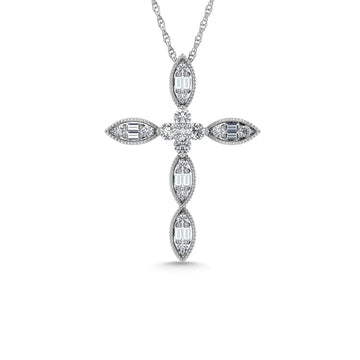 Diamond 3/8 Ct.Tw. Cross Pendant in 14K White Gold - Larson Jewelers