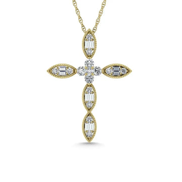 Diamond 3/8 Ct.Tw. Cross Pendant in 14K Yellow Gold - Larson Jewelers