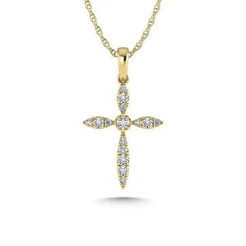 14K Yellow Gold Diamond 1/8 Ct.Tw. Cross Pendant - Larson Jewelers