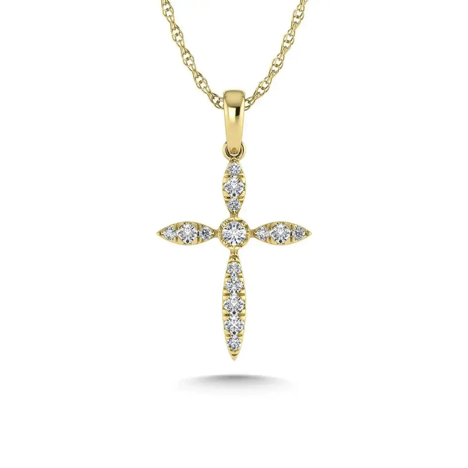 14K Yellow Gold Diamond 1/8 Ct.Tw. Cross Pendant - Larson Jewelers