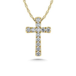 14K Yellow Gold Diamond 1/8 Ct.Tw. Cross Pendant