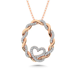 14K Rose Gold Diamond 1/4 Ct.Tw. Circle and Heart Fashion Pendant - Larson Jewelers