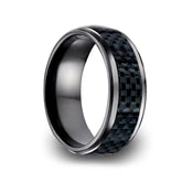 Eyphah: Black Titanium Ring With Carbon Fiber Inlay by Benchmark 8mm - Larson Jewelers