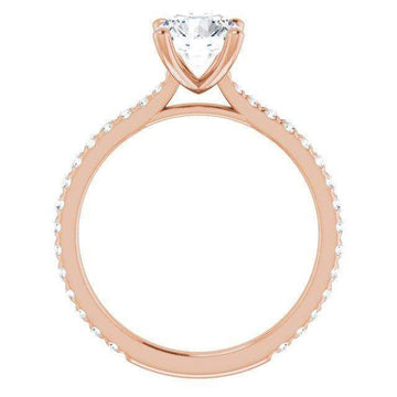 14K Rose 6.5 mm Round Forever One Lab-Grown Colorless Moissanite and 3/8 CTW Natural Diamond Engagement Ring - Larson Jewelers
