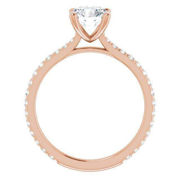14K Rose 6.5 mm Round Forever One Lab-Grown Colorless Moissanite and 3/8 CTW Natural Diamond Engagement Ring - Larson Jewelers