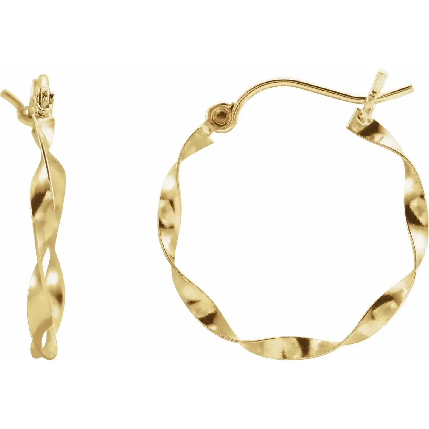 14K Yellow Twisted 20 mm Hoop Earrings - Larson Jewelers
