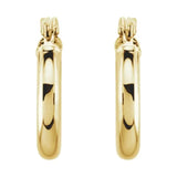 14K Yellow Tube 13 mm Hoop Earrings