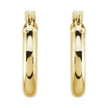 14K Yellow Tube 13 mm Hoop Earrings - Larson Jewelers