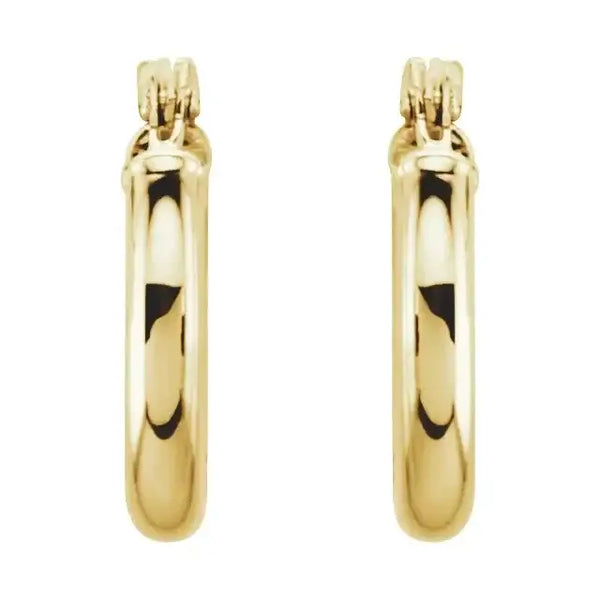14K Yellow Tube 13 mm Hoop Earrings - Larson Jewelers