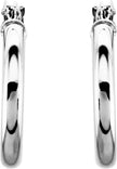 14K White Tube 15mm Hoop Earrings